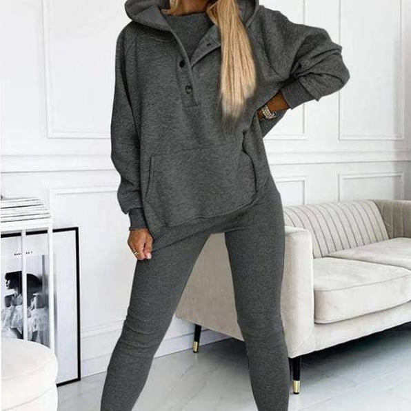 Ensemble Femme 3 Pièces | Sweat à Capuche, Veste Sans Manches et Pantalon