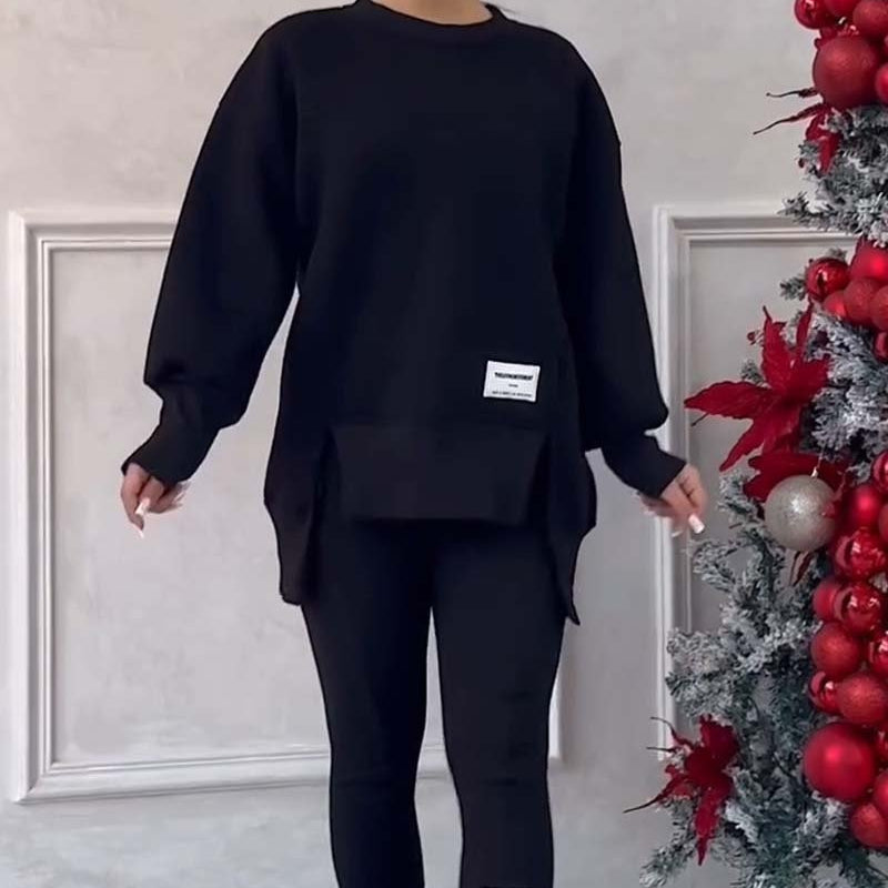 Ensemble Femme Haut Ample à Manches Longues et Pantalon Long Cheville