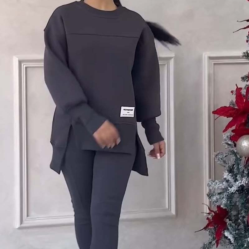 Ensemble Femme Haut Ample à Manches Longues et Pantalon Long Cheville