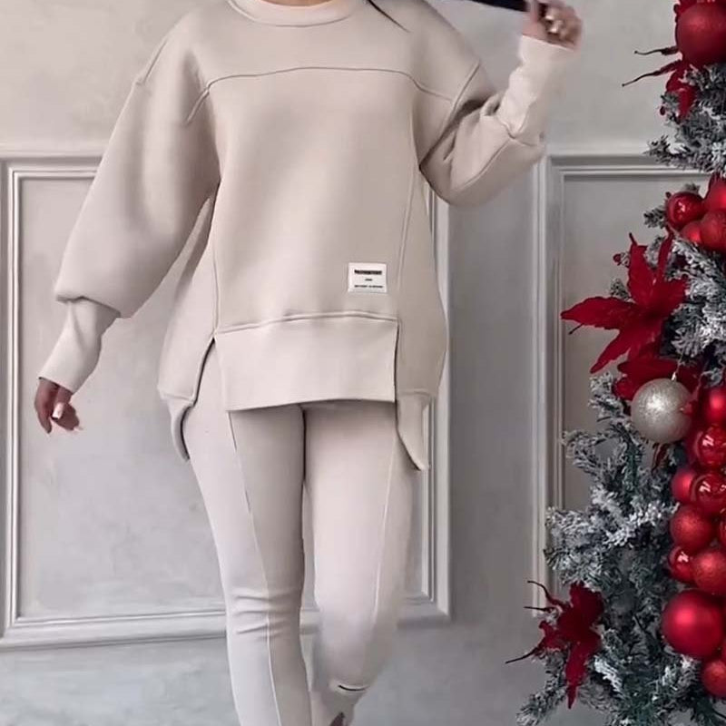 Ensemble Femme Haut Ample à Manches Longues et Pantalon Long Cheville