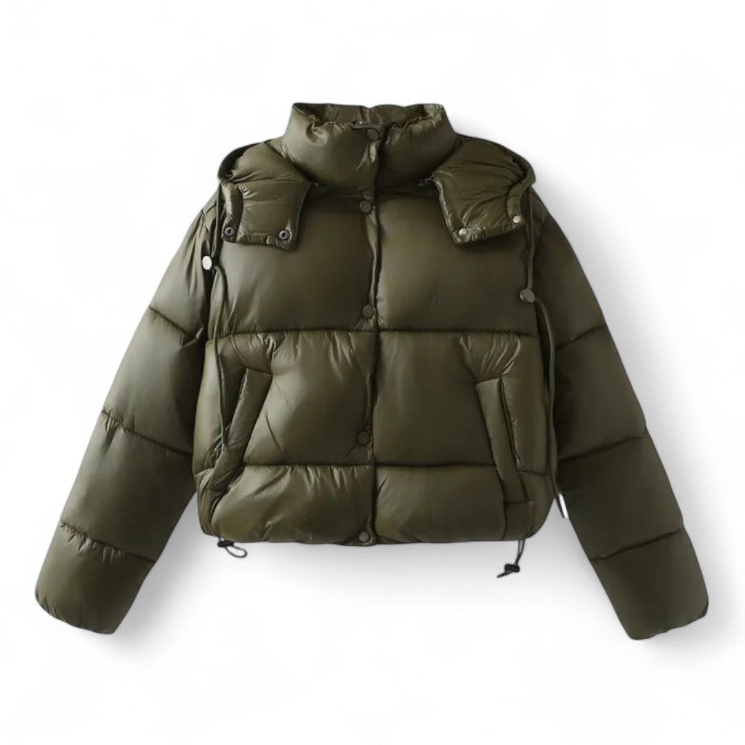 Veste matelassée à capuche courte pour femme