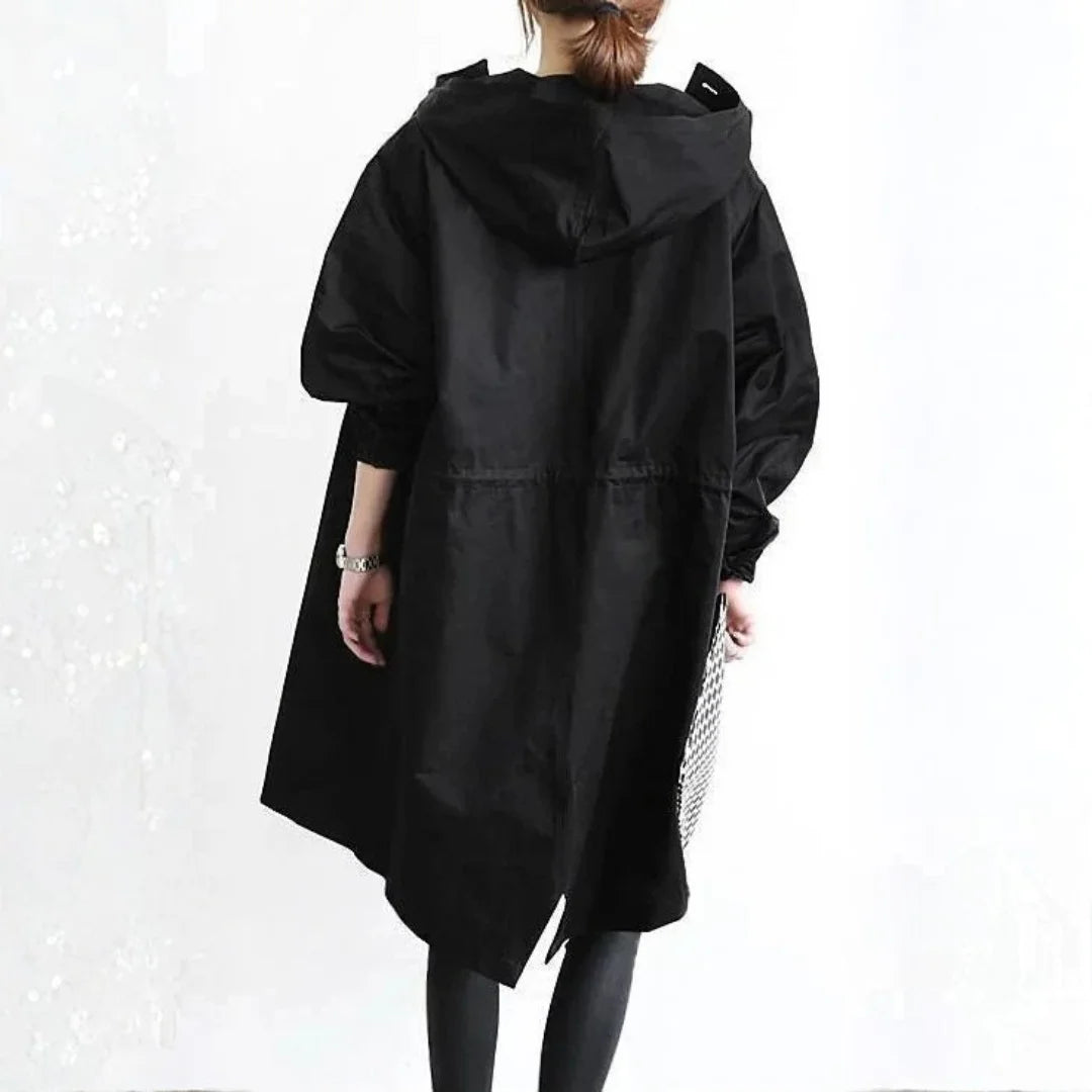 Veste à capuche avec boutons et poches pour femme