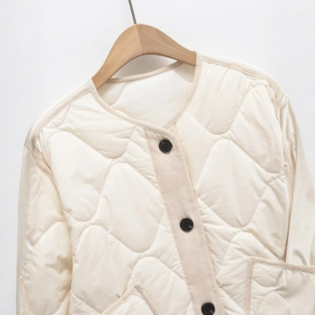Veste matelassée rembourrée avec poches pour femme en tissu coton mélangé