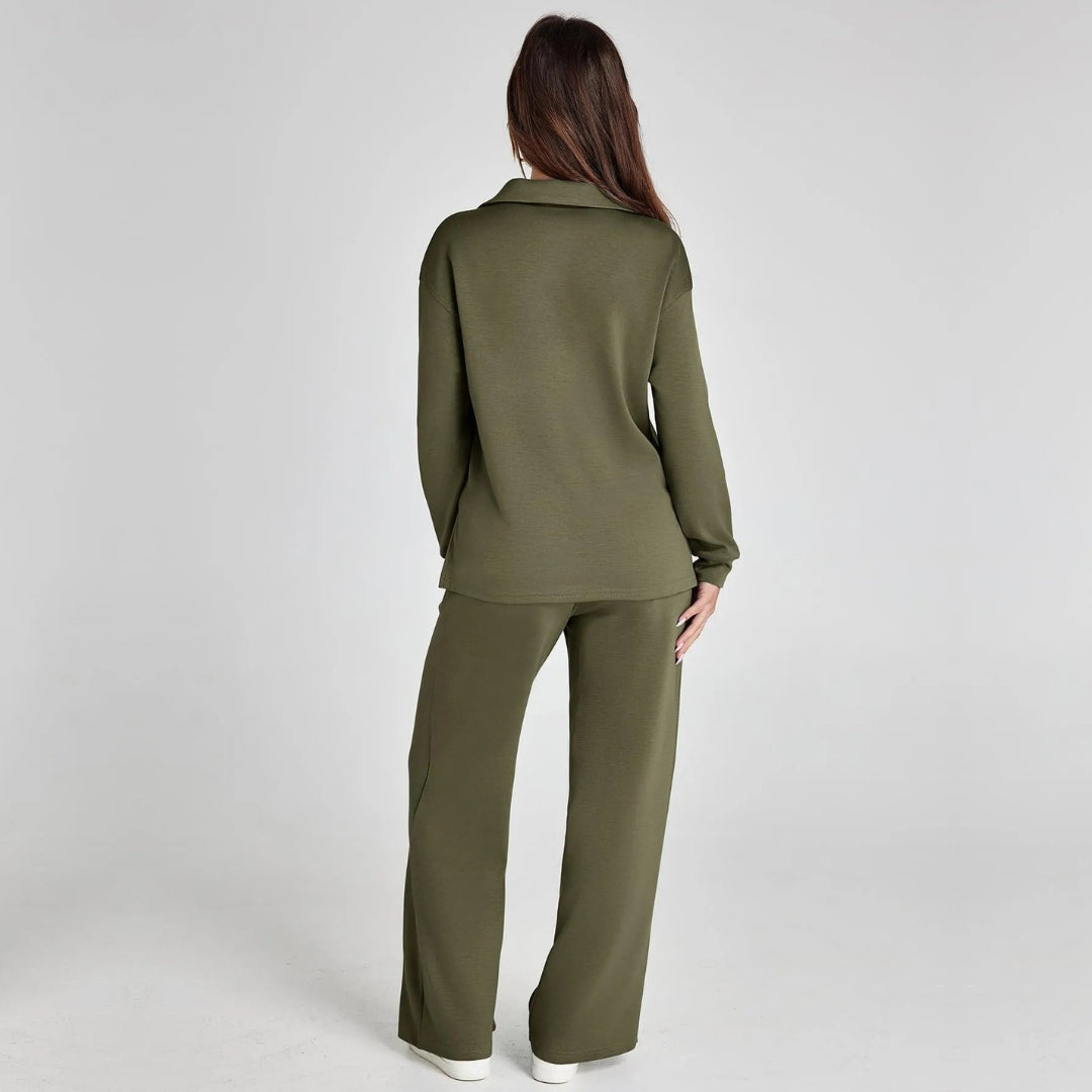 Ensemble Femme | Pull Col V et Pantalon Jogger Taille Haute