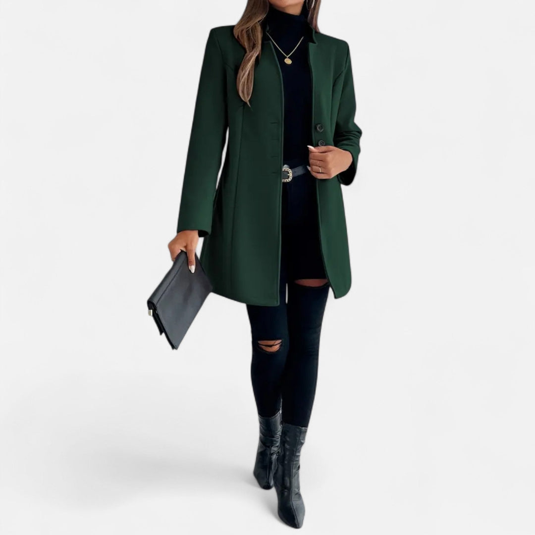 Manteau long à simple boutonnage pour femme