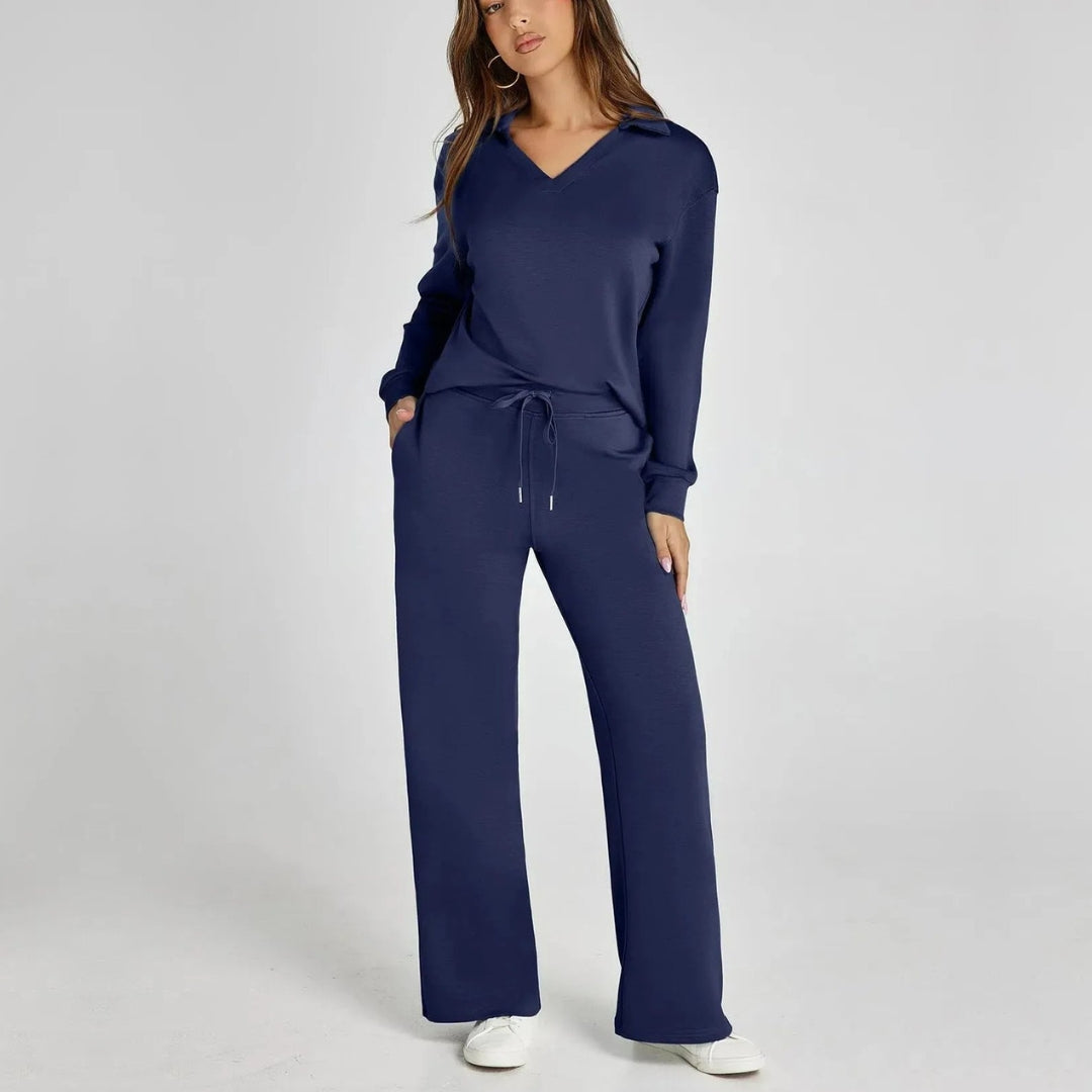 Ensemble Femme | Pull Col V et Pantalon Jogger Taille Haute