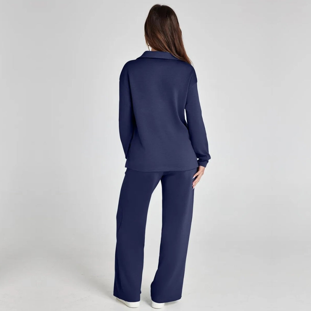Ensemble Femme | Pull Col V et Pantalon Jogger Taille Haute