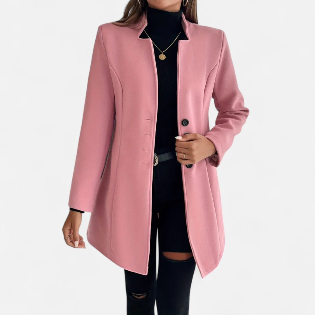 Manteau long à simple boutonnage pour femme