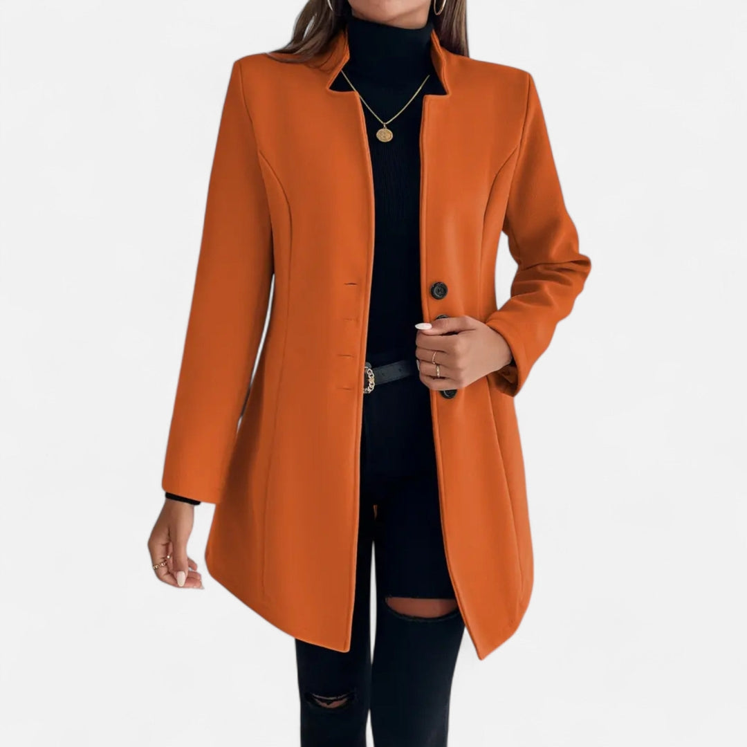 Manteau long à simple boutonnage pour femme