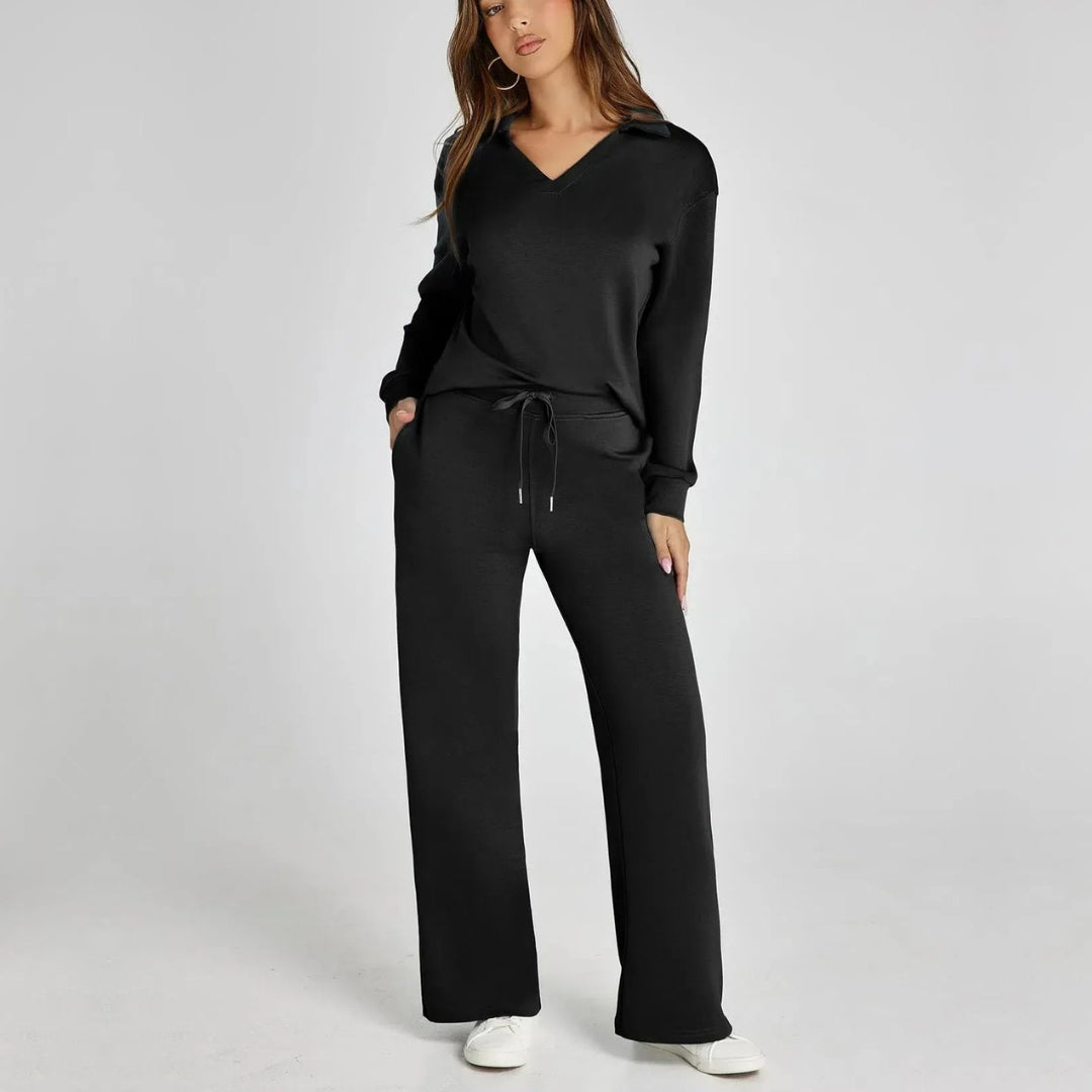 Ensemble Femme | Pull Col V et Pantalon Jogger Taille Haute