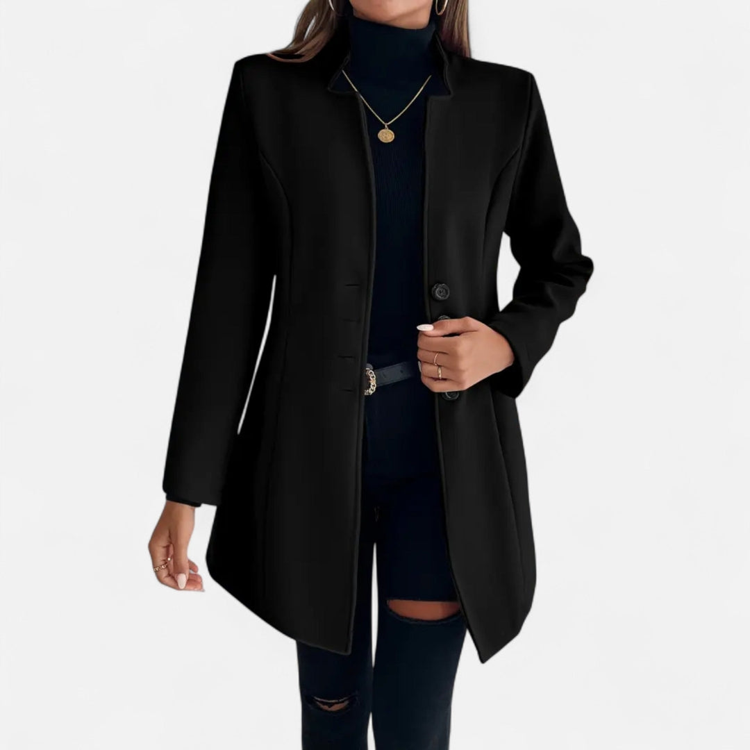 Manteau long à simple boutonnage pour femme