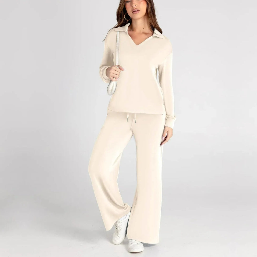 Ensemble Femme | Pull Col V et Pantalon Jogger Taille Haute