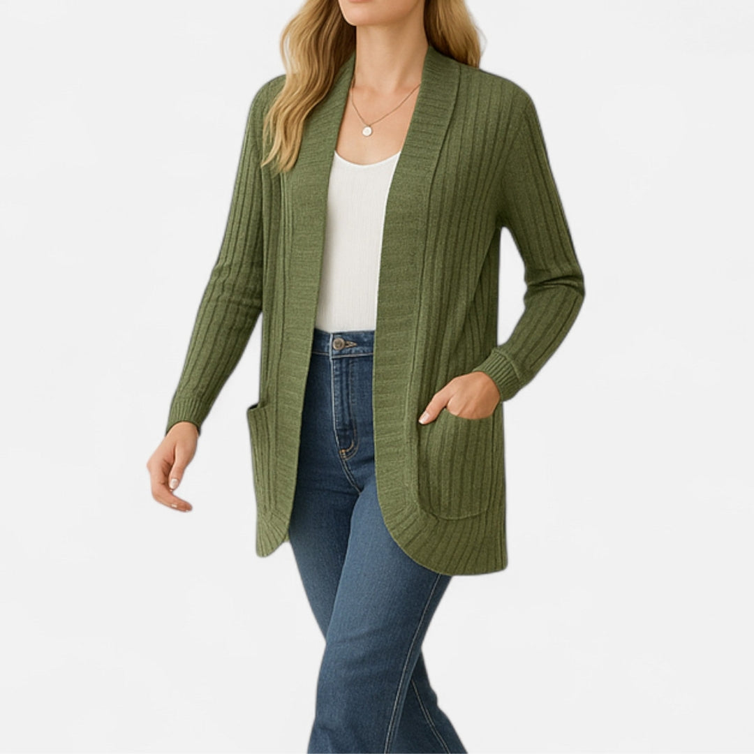 Gilet en maille côtelée ouvert sur le devant pour femme