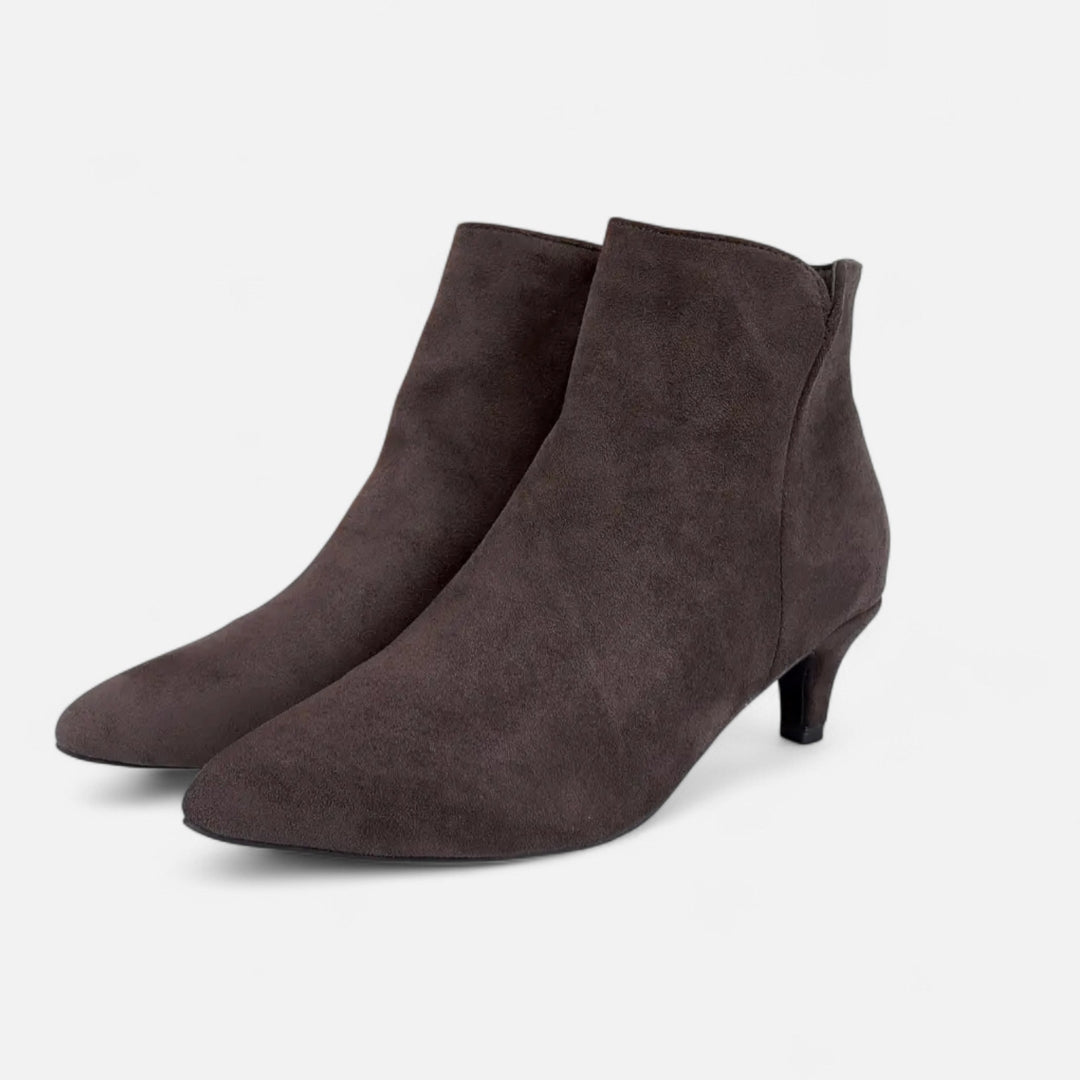Bottines à bout pointu pour femme – matière synthétique aspect suédé