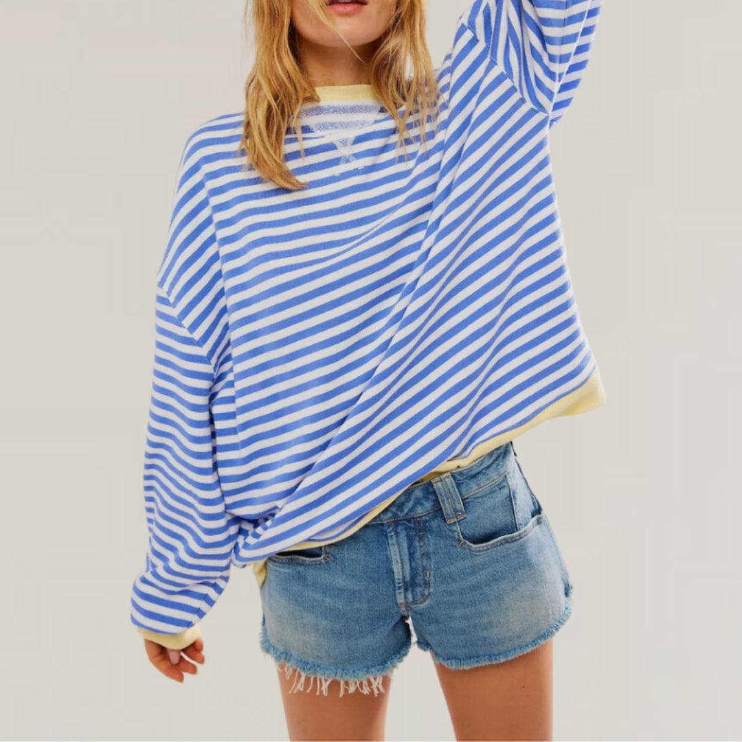 Sweat à rayures pour femme à manches longues