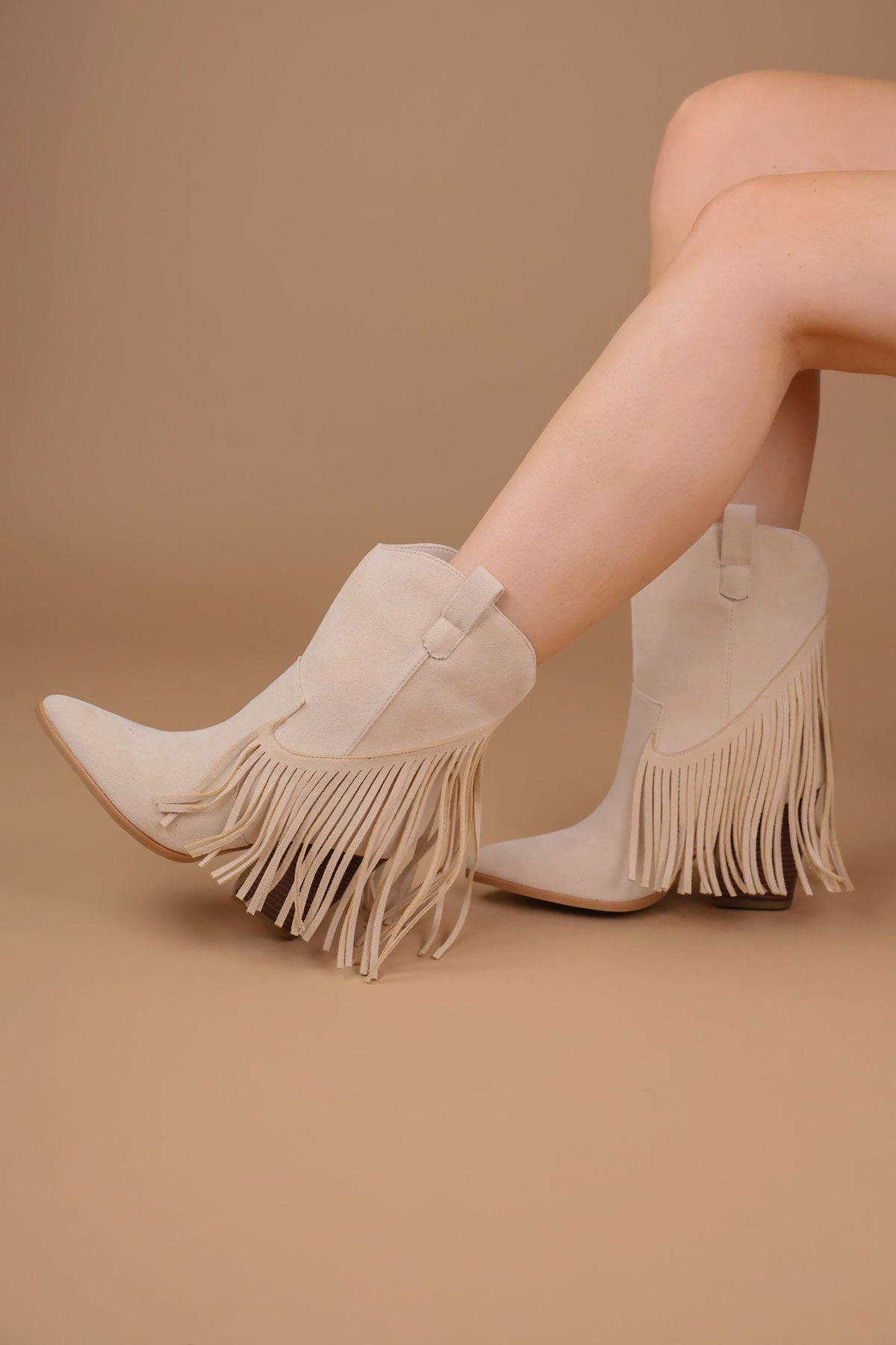 Western midtlange støvler med frynser til kvinder