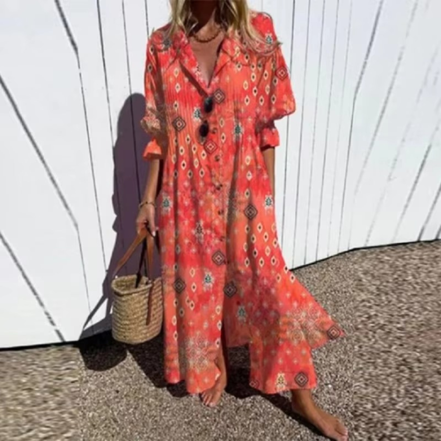Boho Dot Print Maxi Jurk