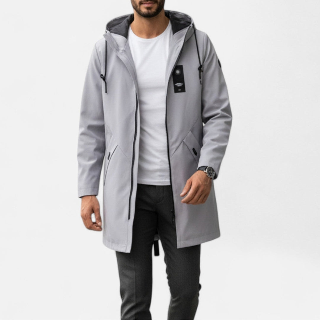 Manteau Long à Capuche Zippé pour Homme