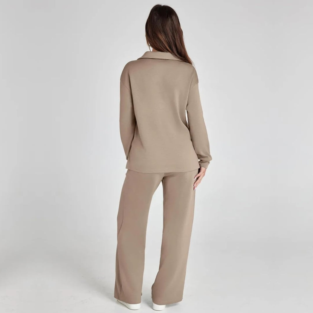 Ensemble Femme | Pull Col V et Pantalon Jogger Taille Haute