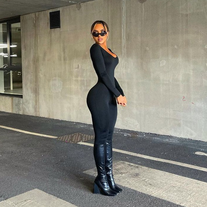 Combinaison Femme à Manches Longues | Col Rond | Tissu Extensible