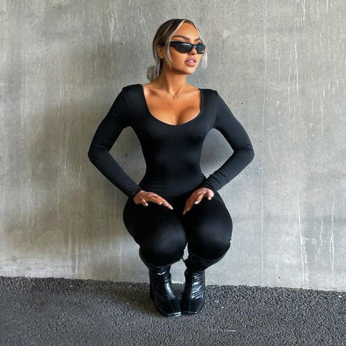 Combinaison Femme à Manches Longues | Col Rond | Tissu Extensible