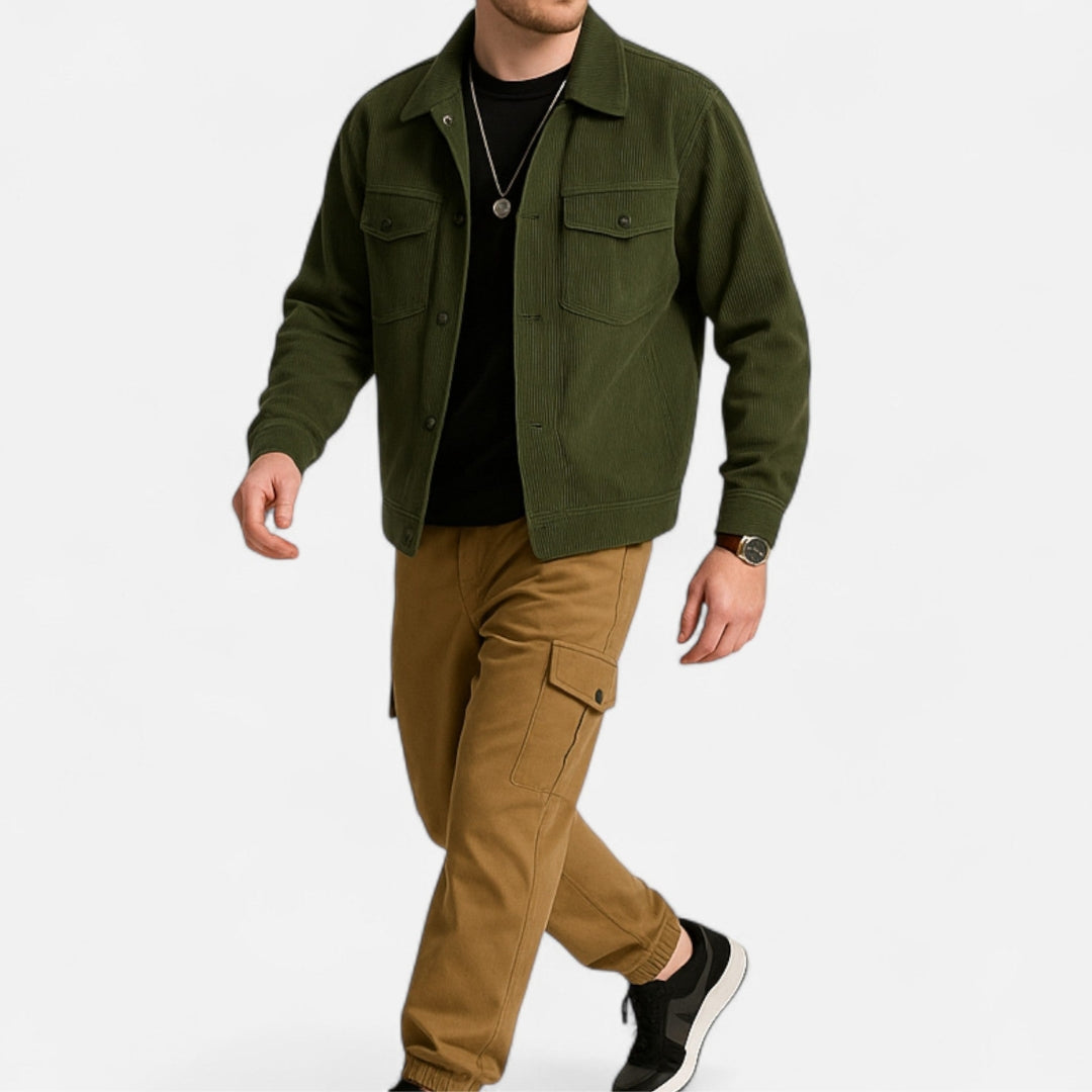 Surchemise en velours côtelé avec boutons et poches pour homme