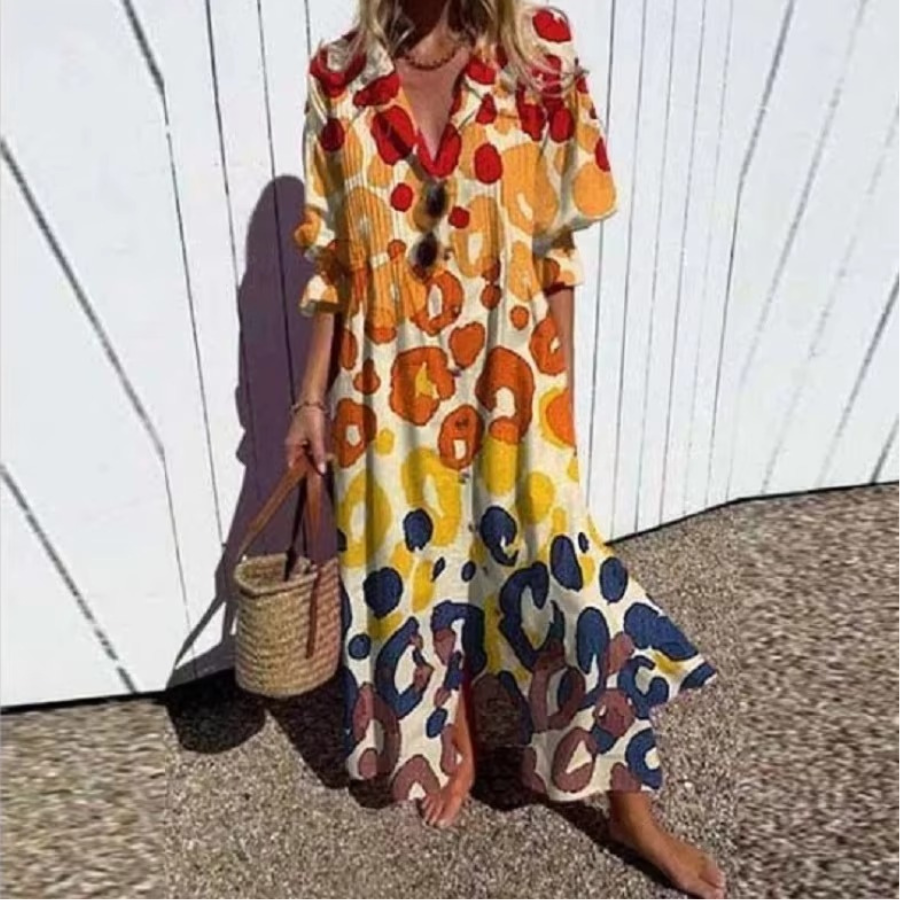 Boho Dot Print Maxi Jurk