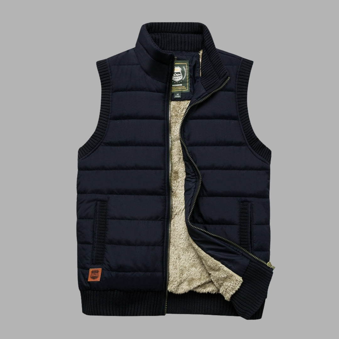 Gilet matelassé à col montant avec doublure en polyester pour homme