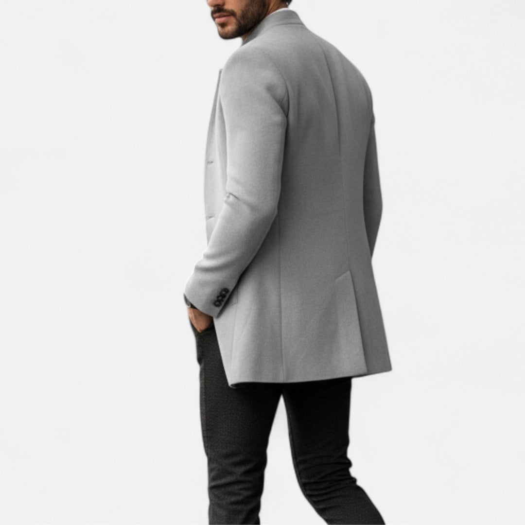 Manteau long pour homme avec col montant et boutons