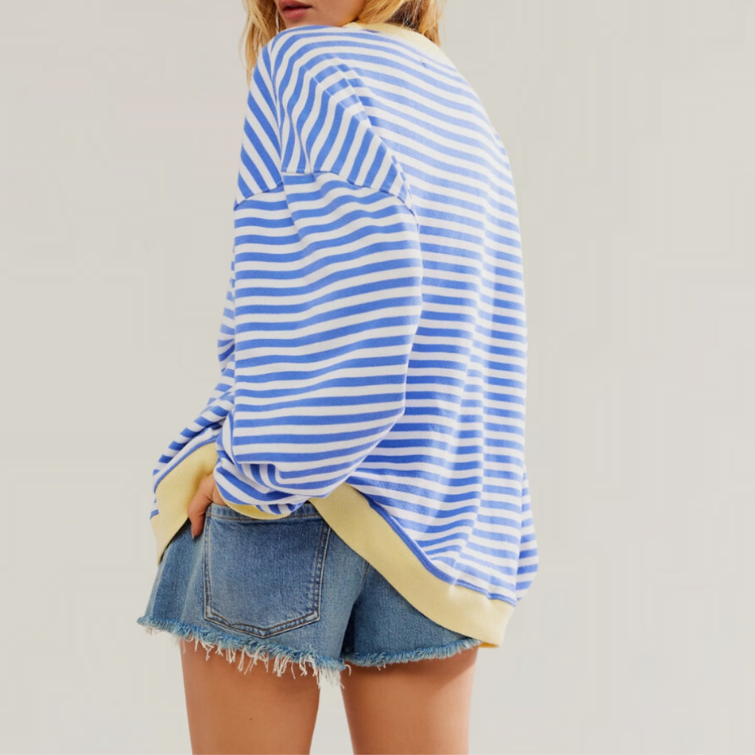 Sweat à rayures pour femme à manches longues