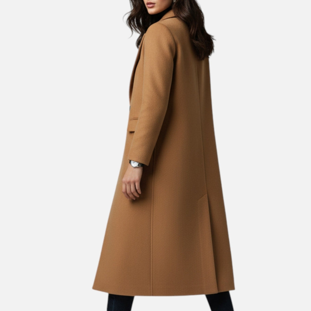 Manteau Long à Revers pour Femme | Tissu Effet Laine