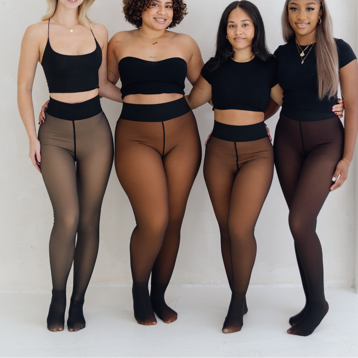 Collant Femme Taille Haute à Doublure Textile et Finition Translucide