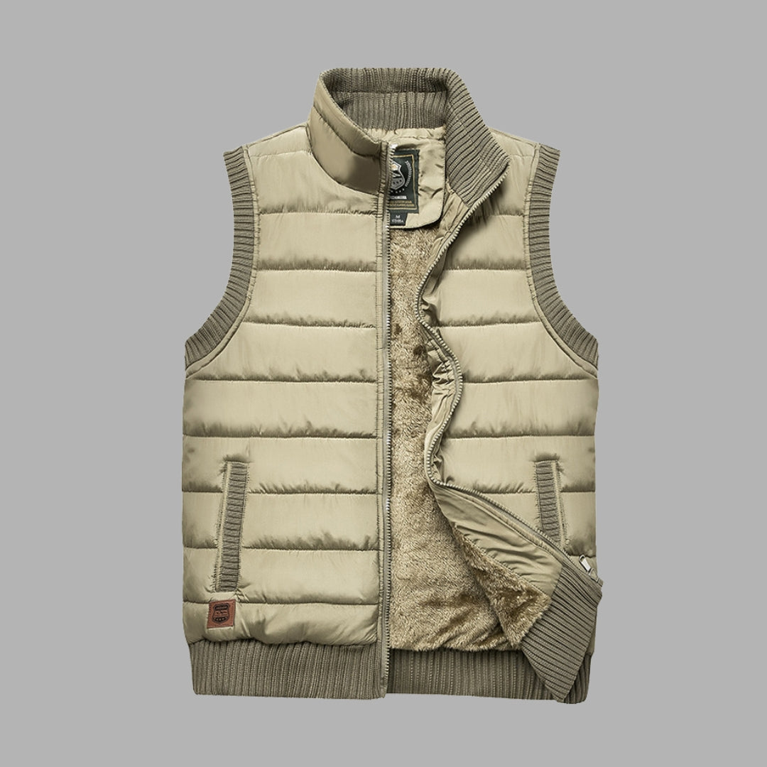 Gilet matelassé à col montant avec doublure en polyester pour homme