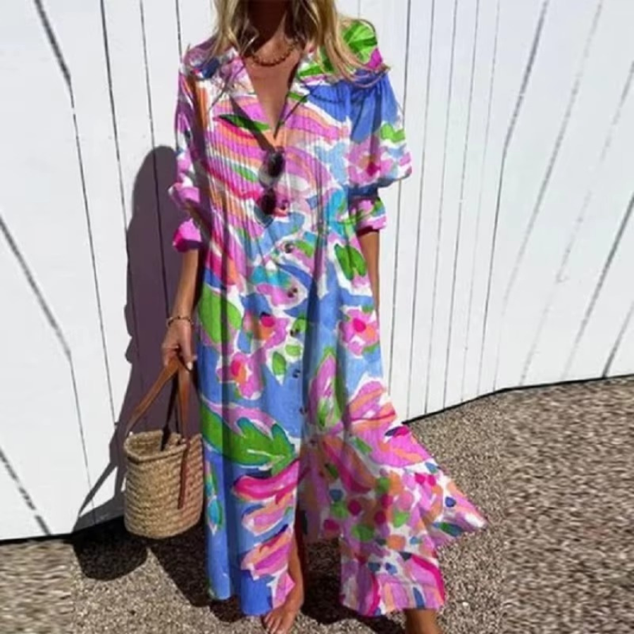 Boho Dot Print Maxi Jurk