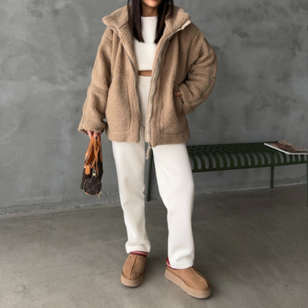 Veste zippée en polaire avec poches pour femme