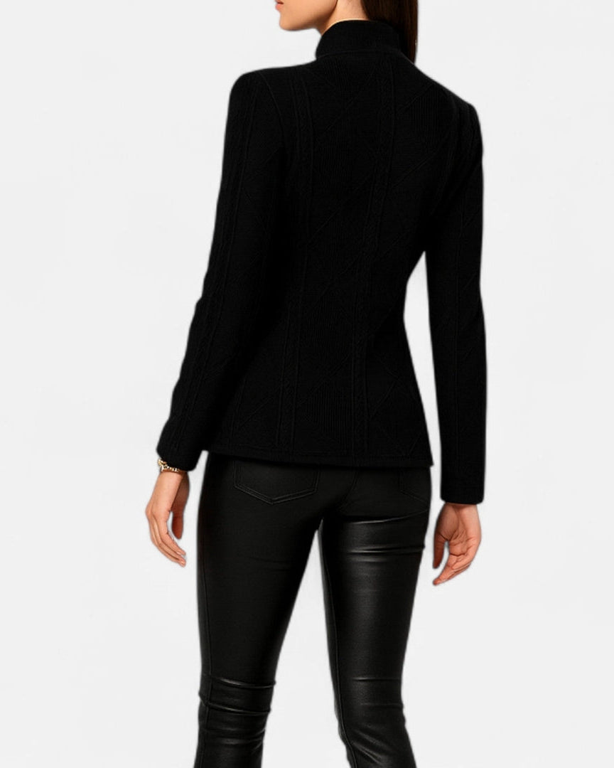 Blazer à boutons à col en V en tissu texturé pour femme