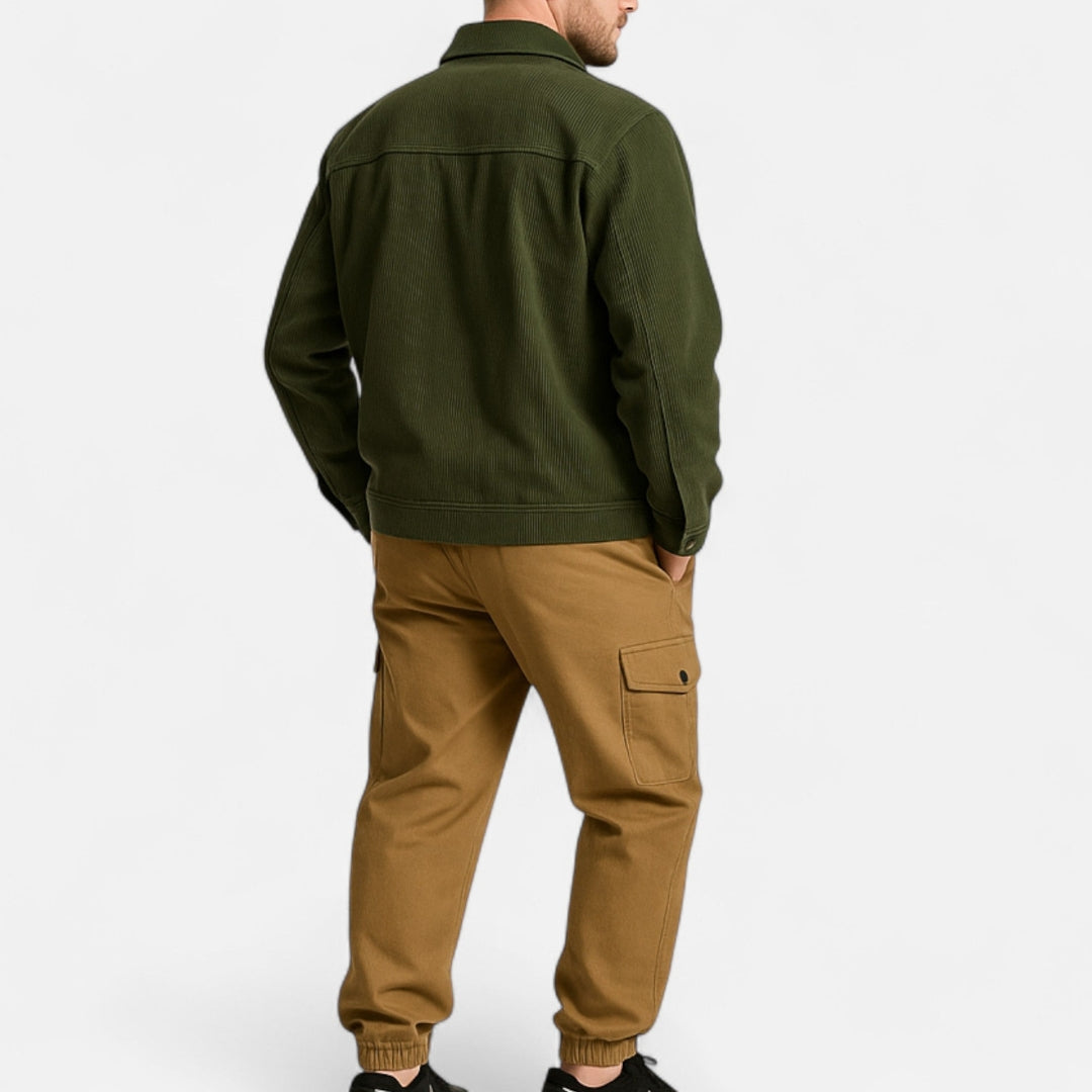 Surchemise en velours côtelé avec boutons et poches pour homme