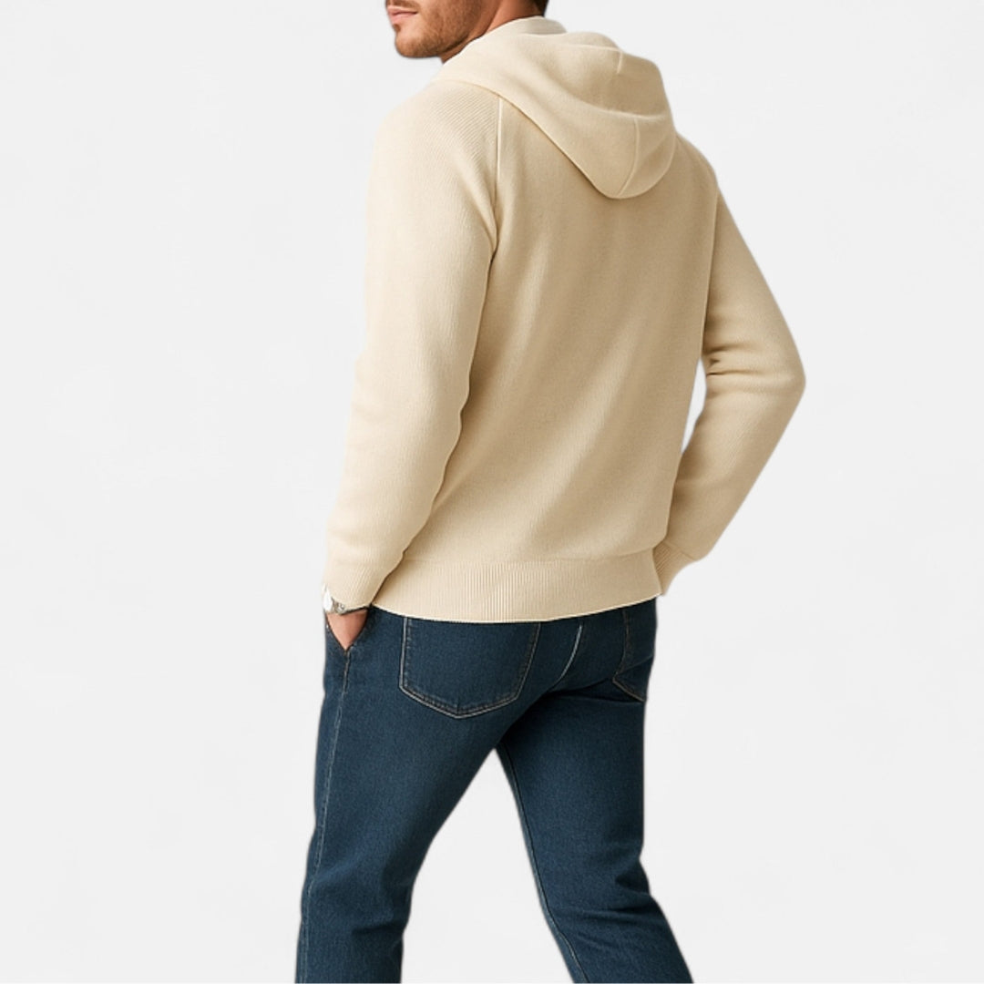 Gilet zippé à capuche en maille pour homme