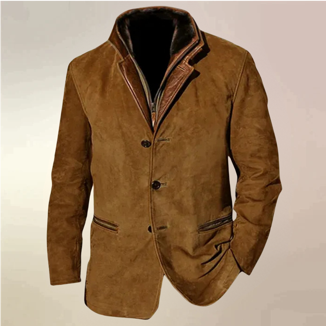 Blazer med lynlås og kontrastkrave til mænd