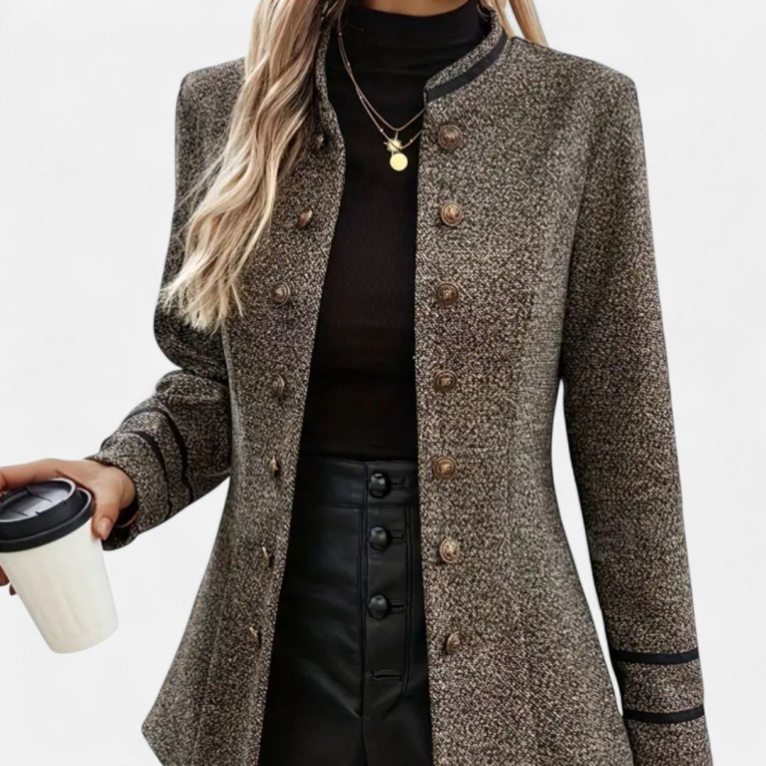 Manteau en Tweed à Boutons pour Femme
