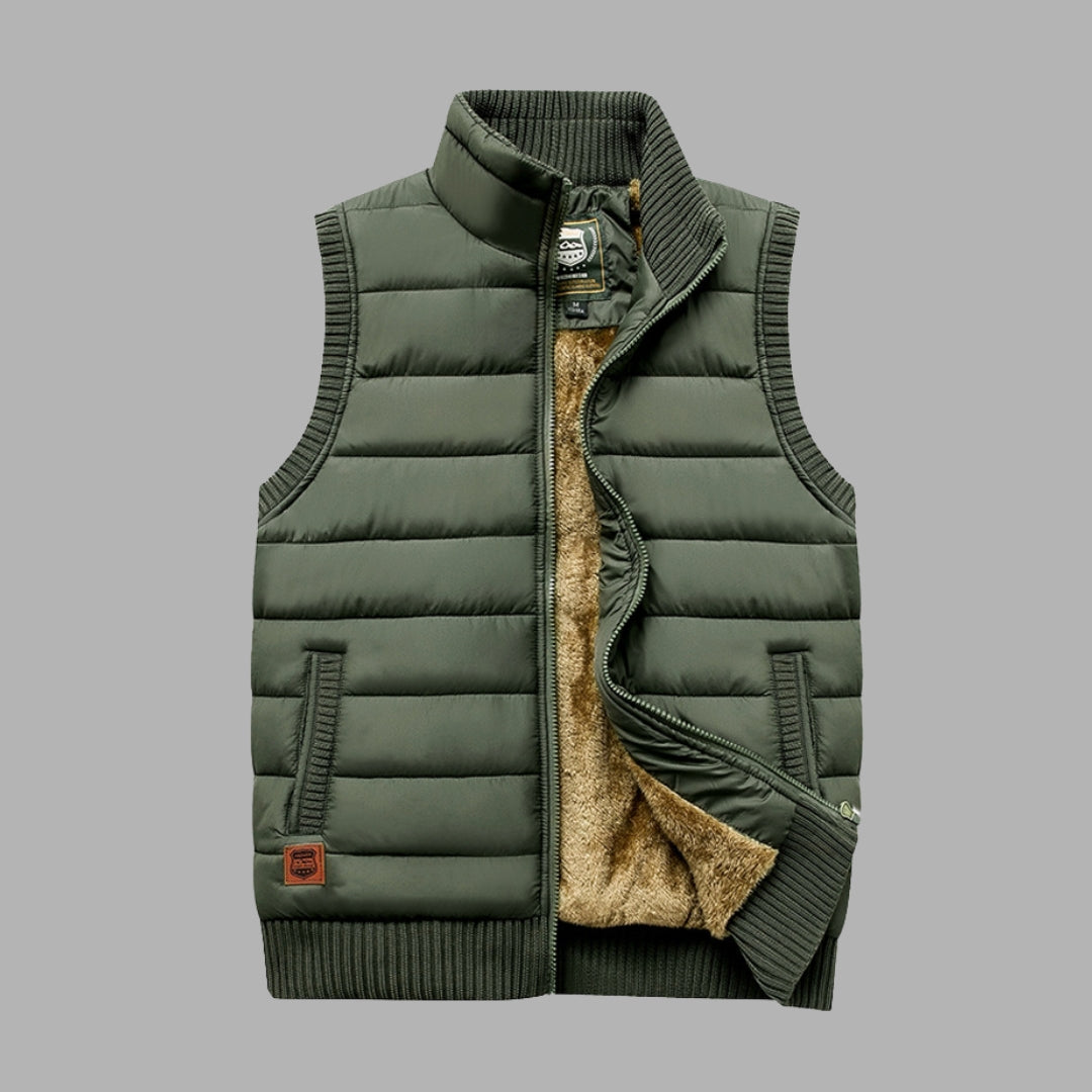 Gilet matelassé à col montant avec doublure en polyester pour homme