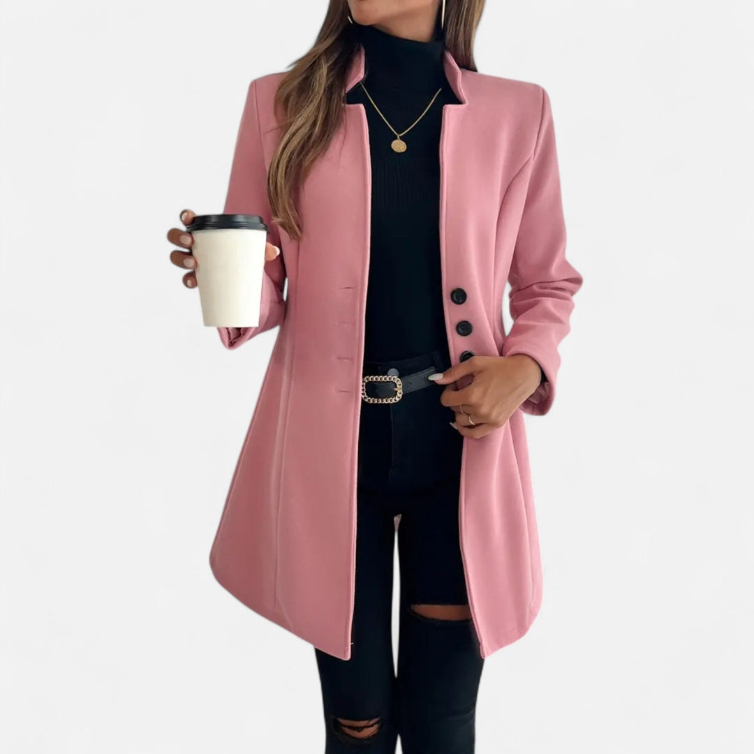 Manteau long à simple boutonnage pour femme