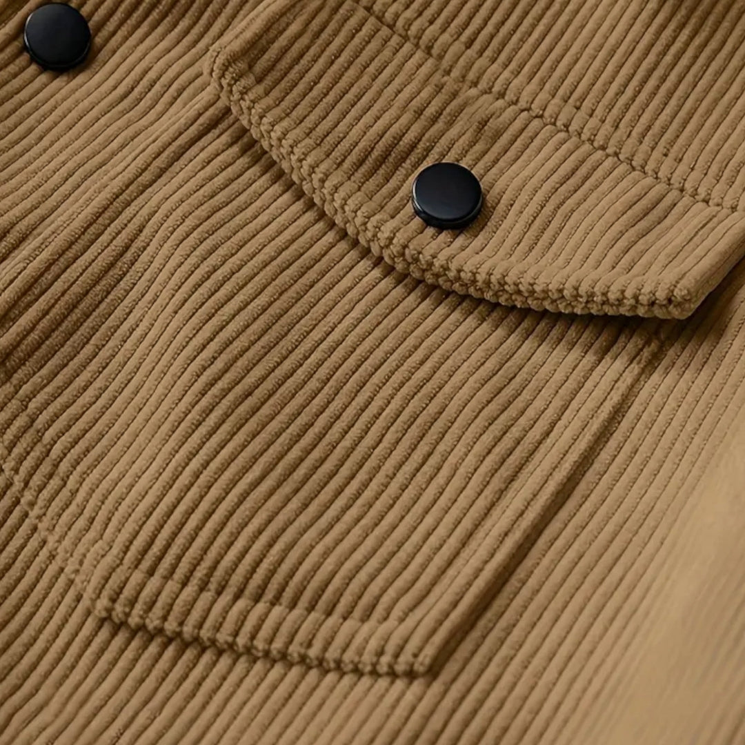 Surchemise en velours côtelé avec boutons et poches pour homme