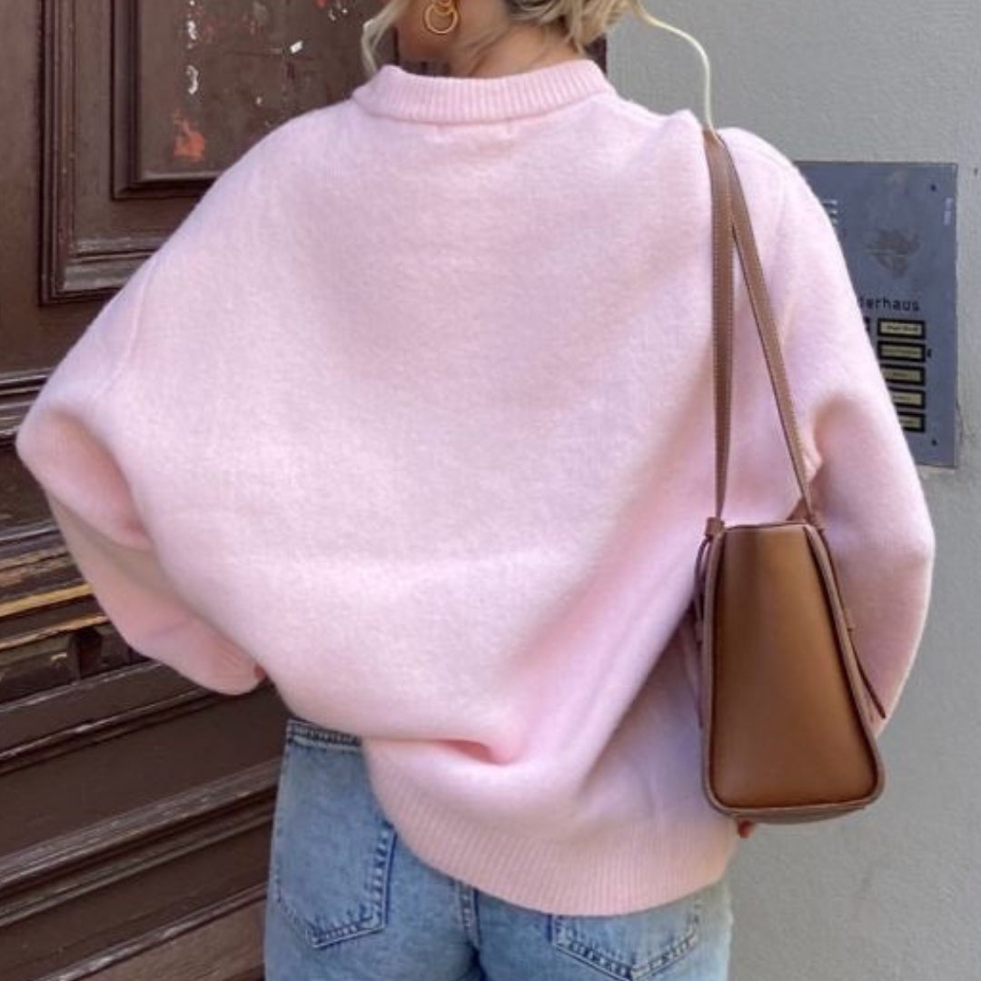 Pull en maille à col rond et manches longues pour femme