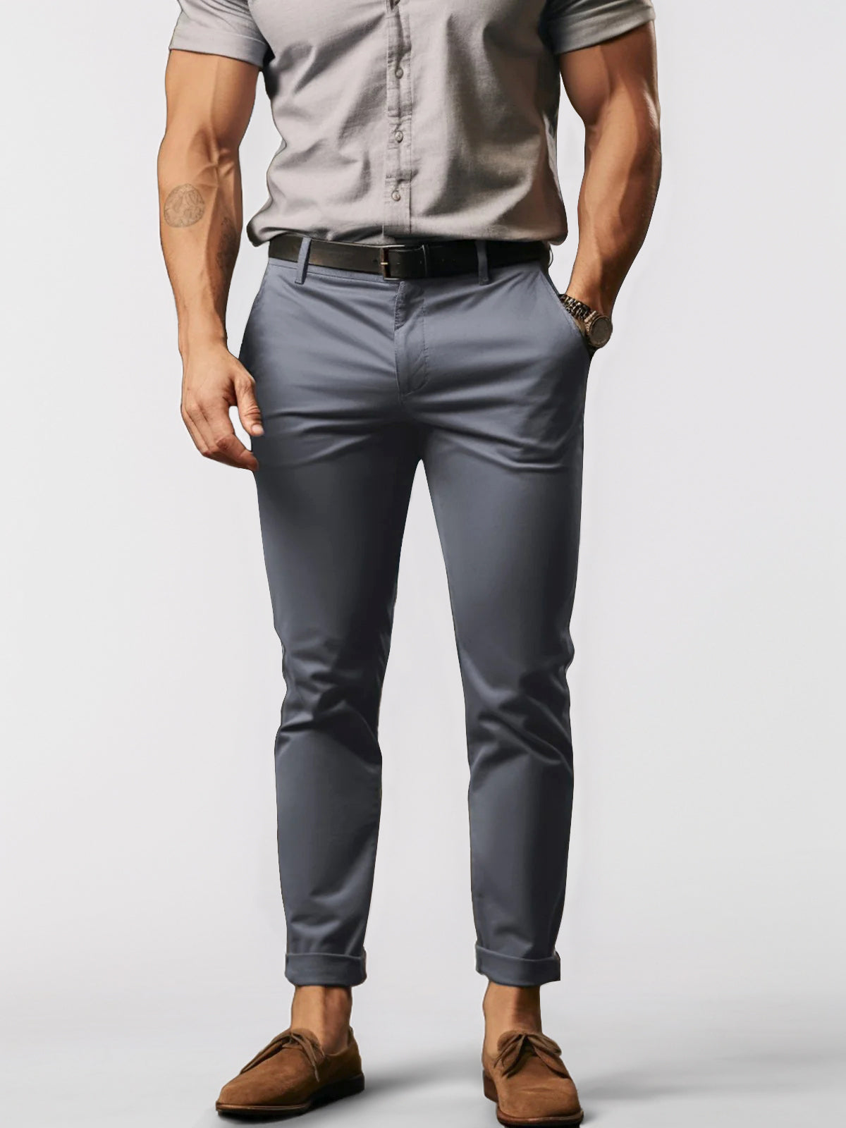 Pantalon chino à jambe droite pour homme