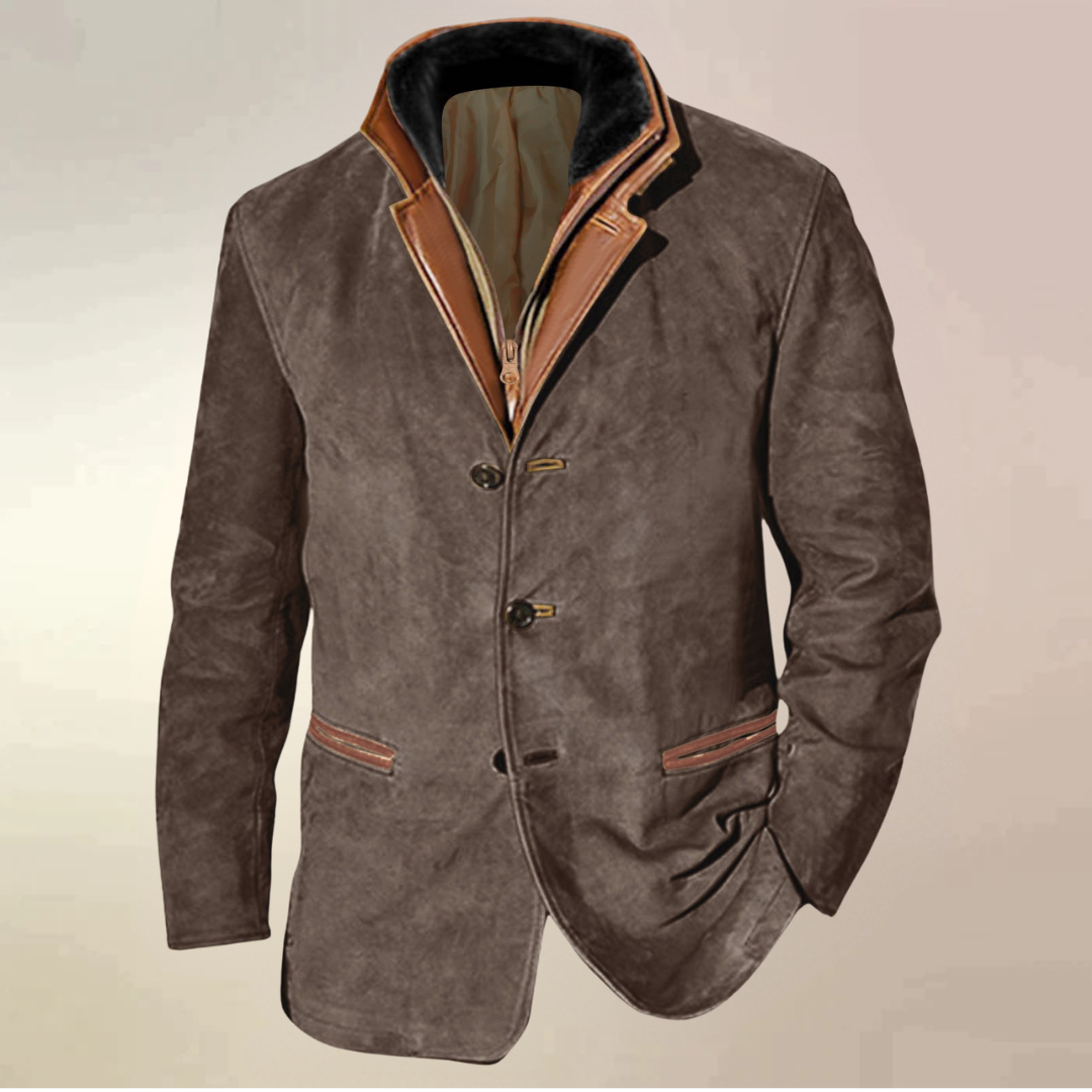 Blazer med lynlås og kontrastkrave til mænd