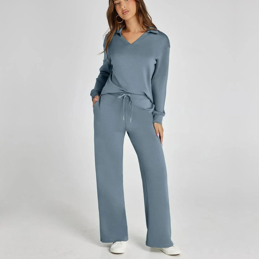 Ensemble Femme | Pull Col V et Pantalon Jogger Taille Haute