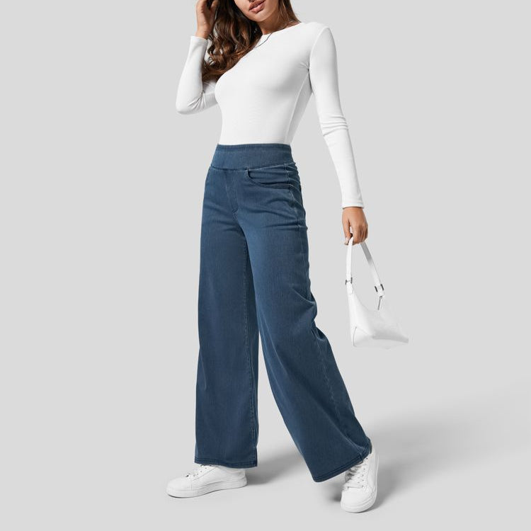 Pantalon Femme | Jambe Large et Coupe Droite en Denim