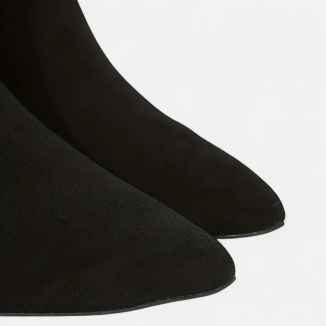 Bottines à bout pointu pour femme – matière synthétique aspect suédé