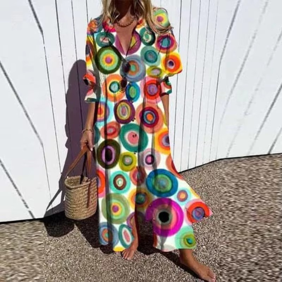 Boho Dot Print Maxi Jurk